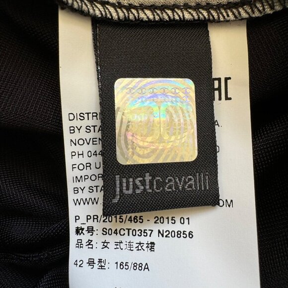 NWT Just Cavalli Bodycon Graphic Print Palm Tree Knee Length Dress Size 42 - Picture 12 of 13